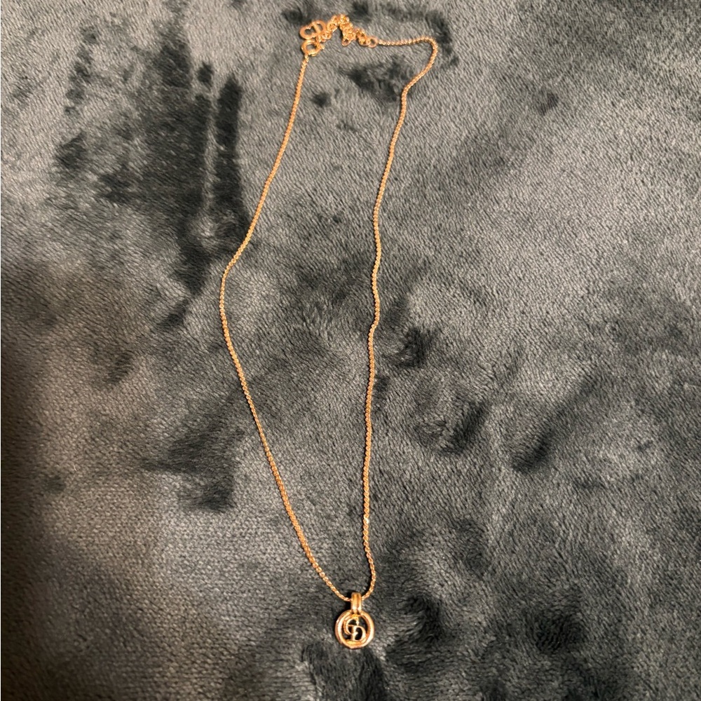 Vintage Christian Dior Gold Pendant Necklace